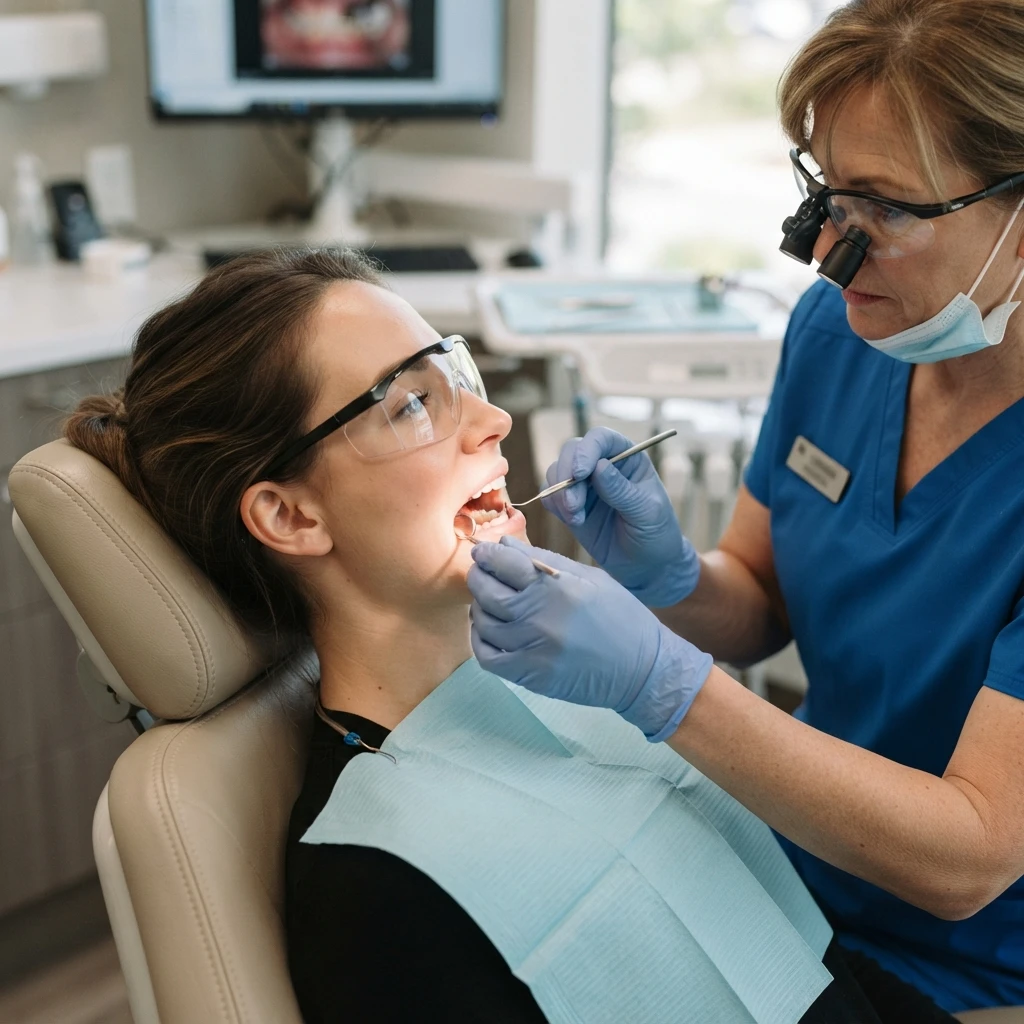 Dental professional examining a patient’s back molars for possible wisdom tooth concerns.